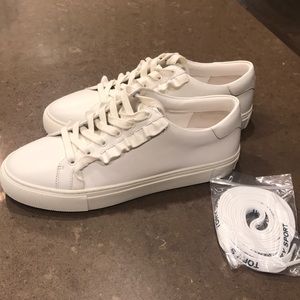 Tory Burch White Leather Ruffle Sneakers Sz 8.5M